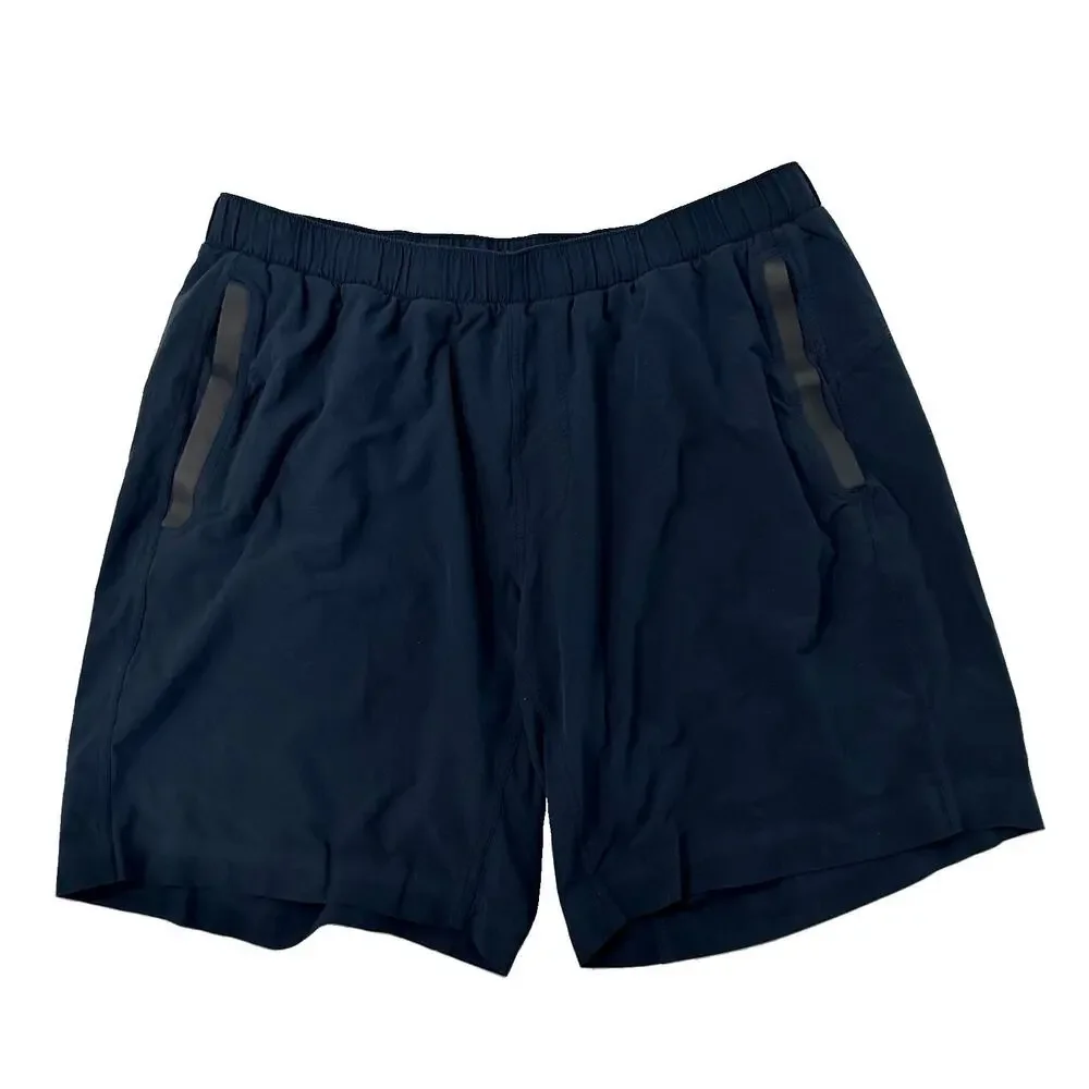 Lululemon Athletica Mens Navy Logo Performance Shorts XL Zip Pockets